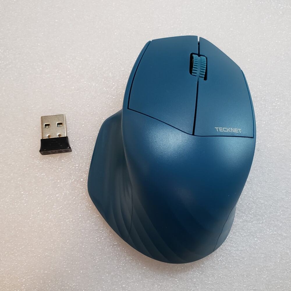 TECKNET Wireless Ergonomic Mouse 2.4G Blue Optical Mouse TK-MS075